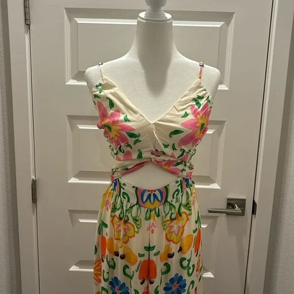 FARM Rio Watercolor Bow Jumpsuit Size M - Picture 7 of 9